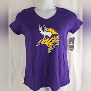 Fanatics Women's Purple V-Neck Tee Minnesota Viking Logo Size Medium AK-2255